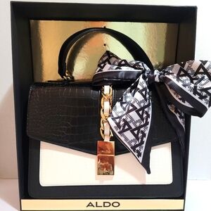 Aldo Caiillaa Black/White Top Handle Handbag